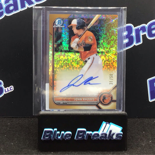 2022 Bowman Chrome gold mini-diamond John Rhodes auto 31/50 #CPA-JR Orioles