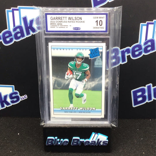 2022 Donruss Rated Rookie Retro Garrett Wilson 1/4094 #RR5 CCG 10 Jets