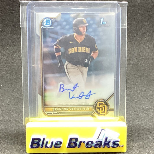 2022 Bowman Chrome 1st Brandon Valenzuela auto CPA-BV