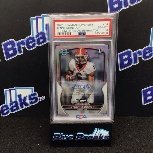 2022 Bowman University Kenny Mcintosh Chrome Pros-Au-Refractor 348/499 #44 PSA 8 Bulldogs