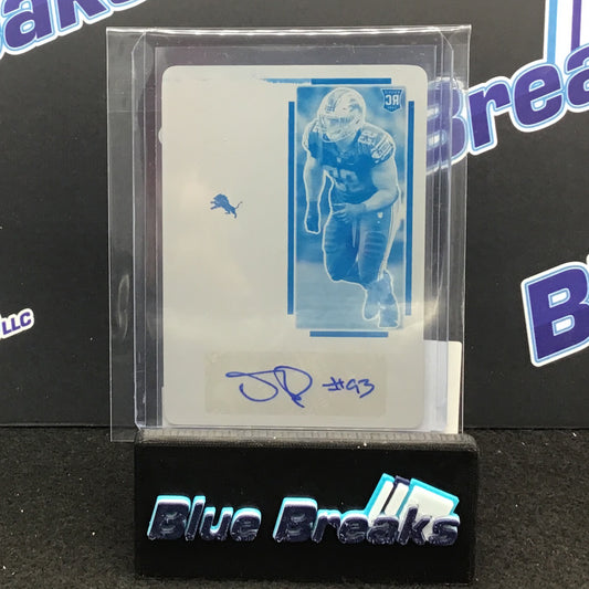 2022 Panini Contenders Optic Printing Plate Josh Paschal auto 1/1 #176 Lions