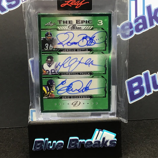 2022 Leaf Decadence Green the Epic Three Bettis Fualk Dickerson auto 4/4 #TE3-01