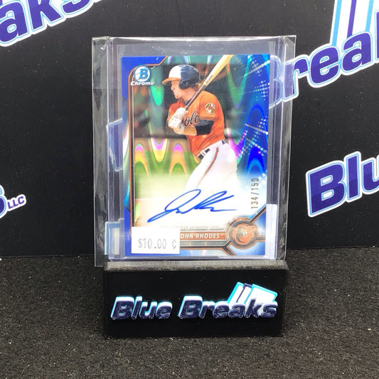 2022 Bowman Chrome Prospects Blue Lava Refractor John Rhodes Auto 134/150 #CPA-JR - Baltimore Orioles