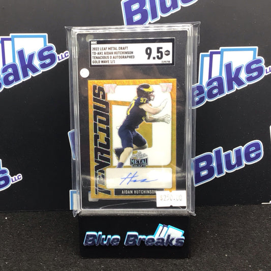 2022 Leaf Metal Draft Gold Wave Tenacious D Aidan Hutchinson auto 1/1 #TD-AH1 SGC 9.5 Lions