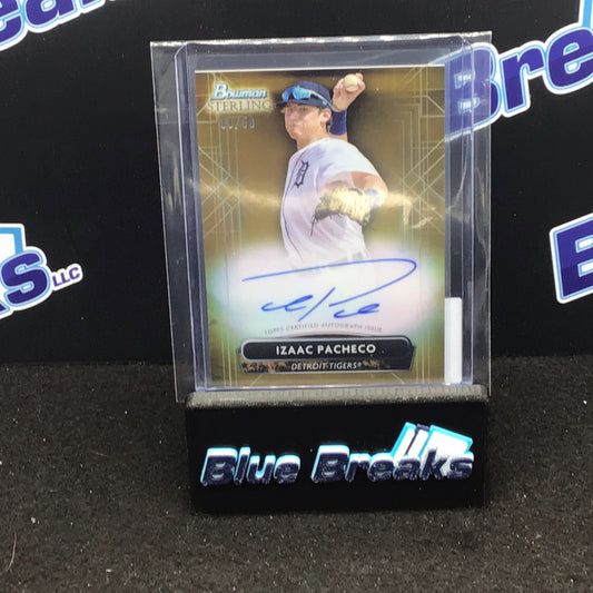 2022 Bowman Sterling gold Izaac Pacheco auto 09/50 #PA-IP Tigers