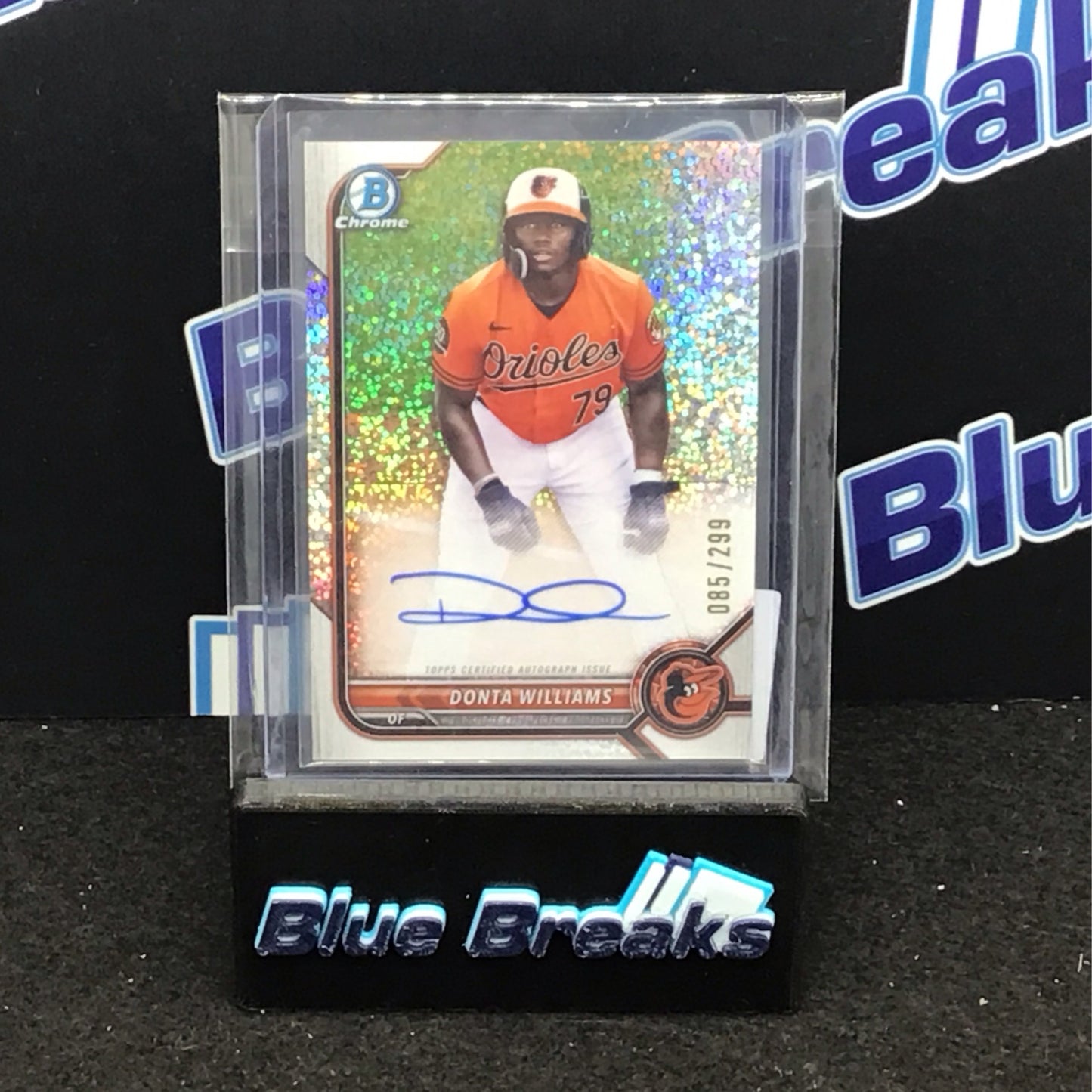 2022 Bowman Chrome speckle refractor Donta Williams auto 085/299 #CPA-DW Orioles