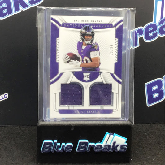 2022 Panini - National Treasures - Isaian Likely 6/99 - Baltimore Ravens