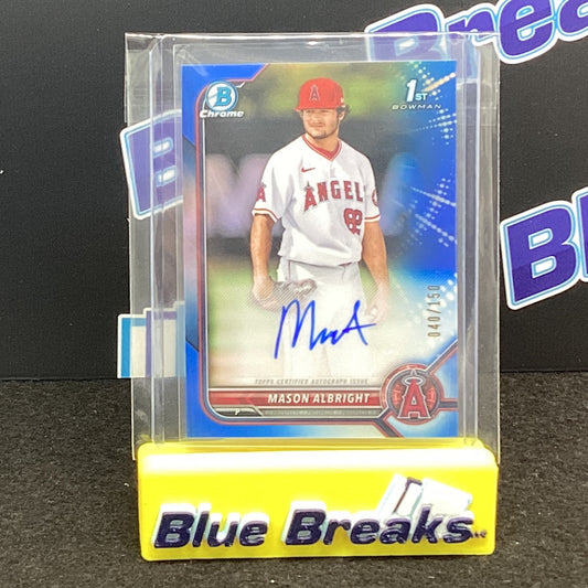 2022 Bowman Chrome Blue - Mason Albright auto - 40/150 #CPA-MA Angels