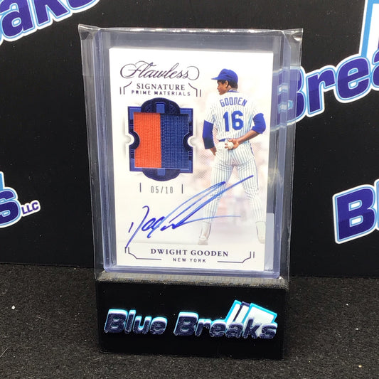 2022 Panini Flawless blue Signature Prime Materials Dwight Gooden 05/10 #SPM-DG Mets