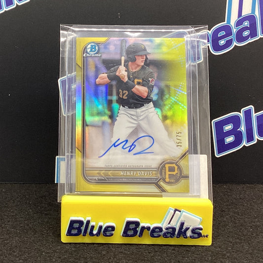2022 Bowman Chrome Yellow Henry Davis auto 35/75