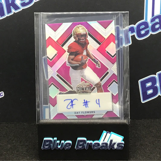 2022 Leaf Metal Draft - Zay Flowers - Pink - #4/20 - #BA-ZF1
