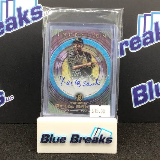 2022 Bowman Inception Yordany De Los Santos auto 119/200 & 184/200, non-auto 10/99 Pirates
