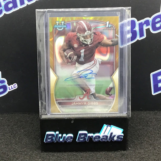 2022 Topps - Jahmyr Gibbs - Bowman U Football - Auto - Gold - 5/50 - Alabama Crimson Tide