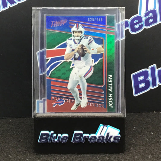 2022 Panini Prestige Green Franchise Favorites Josh Allen 028/249 #FF-4 Bills