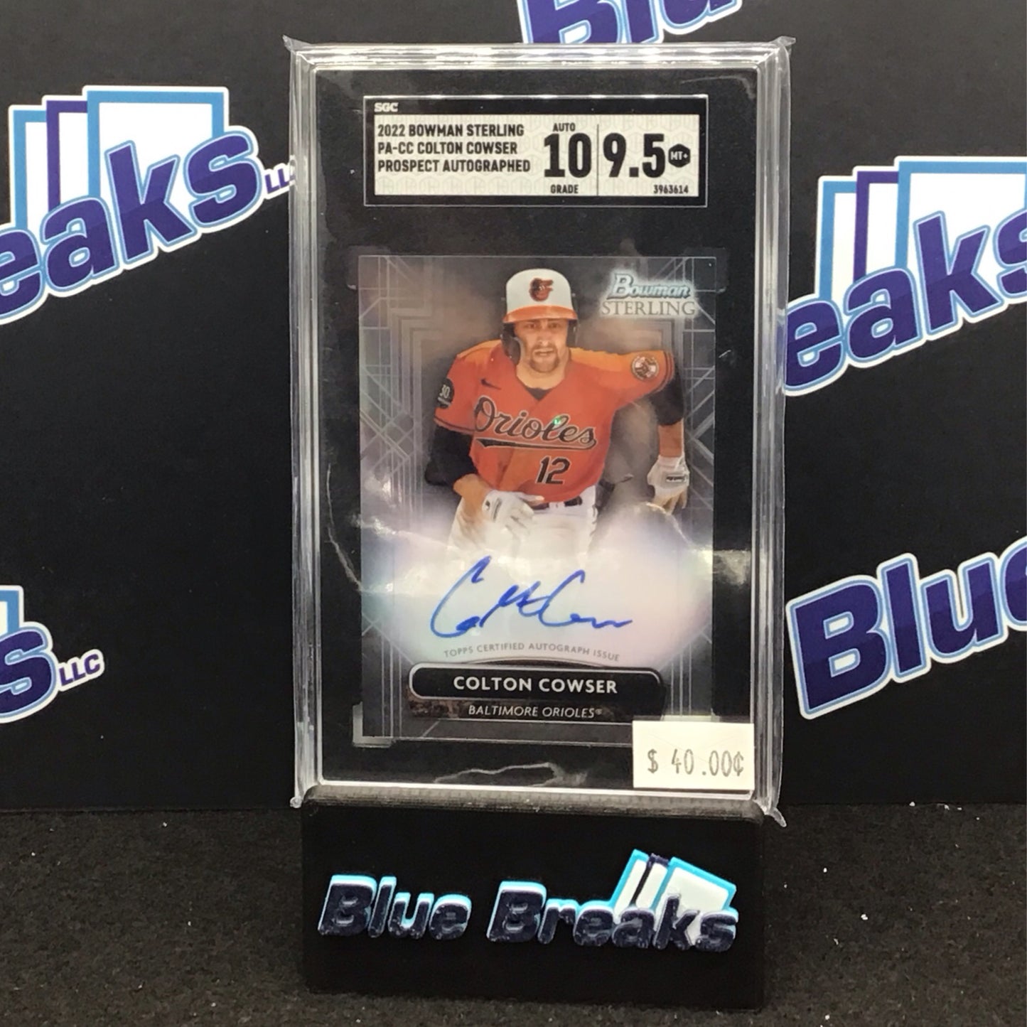 2022 Bowman Sterling Prospect Colton Cowser auto #PA-CC SGC 9.5 10 Orioles
