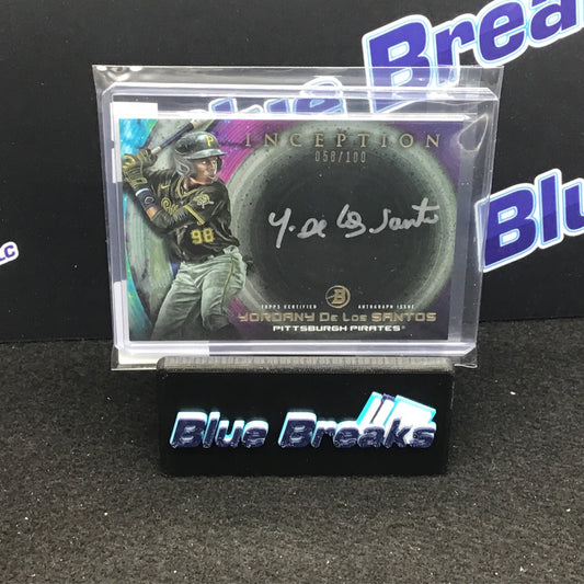 2022 Bowman Inception Silver Signings Yordany De Los Santos auto 058/100 #ISS-YD Pirates