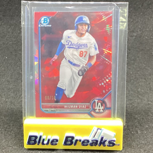 2022 Bowman Chrome Sapphire Red Wilman Diaz 8/10 BCP-135