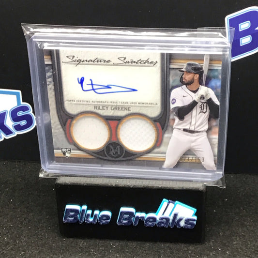 2023 Topps Museum Collection Signature Swatches dual relic auto Riley Greene 074/153 #SWDRA-RG Tigers