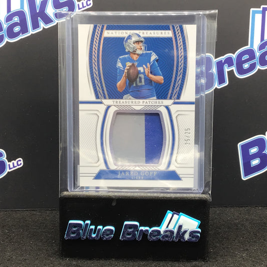 2022 Panini National Treasures Jared Goff relic 25/25 #TPA-JGO Lions