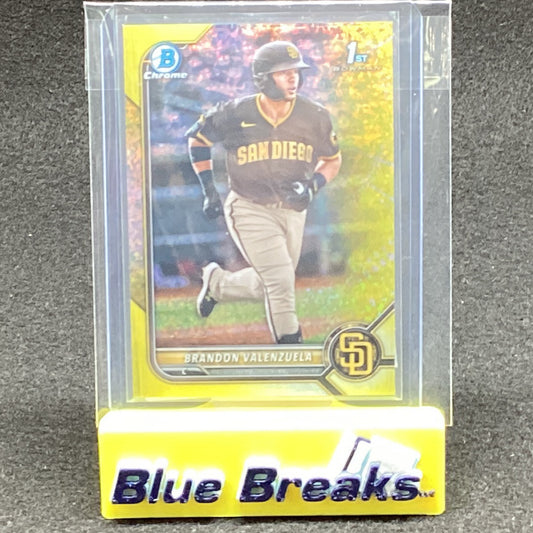 2022 Bowman Chrome 1st Yellow Speckle Brandon Valenzuela 02/75 BCP-28