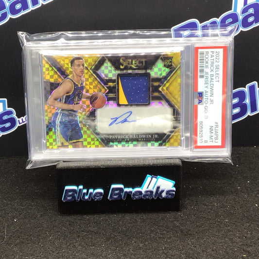2022 Panini Select Gold Rookie Jersey auto Patrick Baldwin Jr 06/10 #RJA-PBJ PSA 8 Warriors