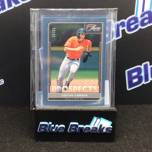 2022 Panini Three & Two Navy Blue Colton Cowser 29/32 #P-25 - Baltimore Orioles