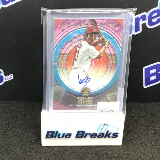 2022 Bowman Inception Won-Bin Cho auto 24/75 & Joshua Baez 10/99 Cardinals