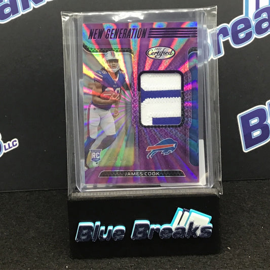 2022 Panini Certified New Generation James Cook relic 06/10 RC #NGJ-JC Bills
