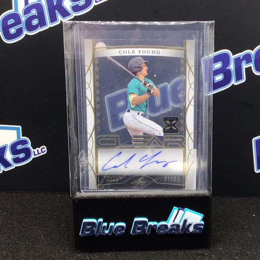 2022 Leaf Trinity Clear Cole Young auto 31/50 RC #CA-DJ1 Mariners