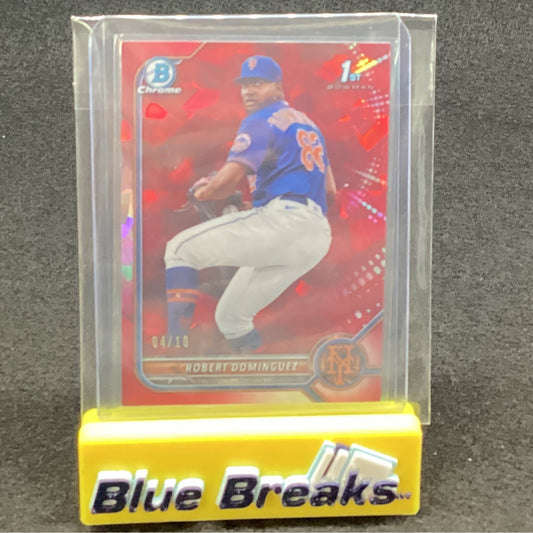 2022 Bowman Chrome 1st Sapphire Red Refractor Robert Dominguez 4/10 BCP-51 Mets
