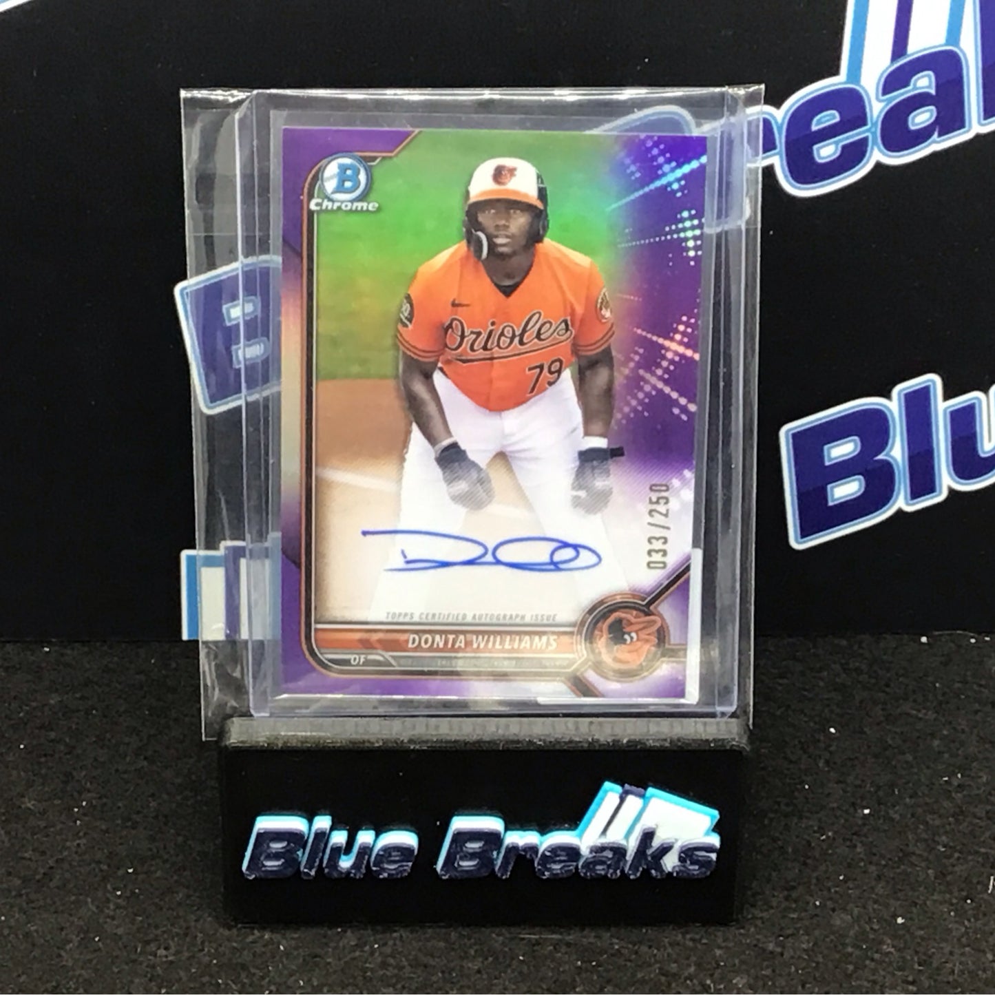 2022 Bowman Chrome purple refractor Donta Williams auto 033/250 #CPA-DW Orioles