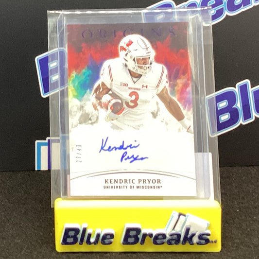 2022 Panini Chronicles Origins Draft Picks Kendric Pryor auto 27/49 OA-KPR