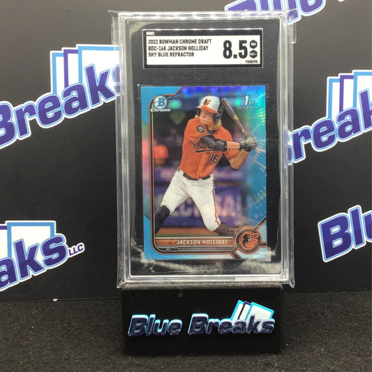 2022 Bowman Chrome Draft Sky Blue Refractor Jackson Holliday #BDC-168 SGC 8.5 Orioles
