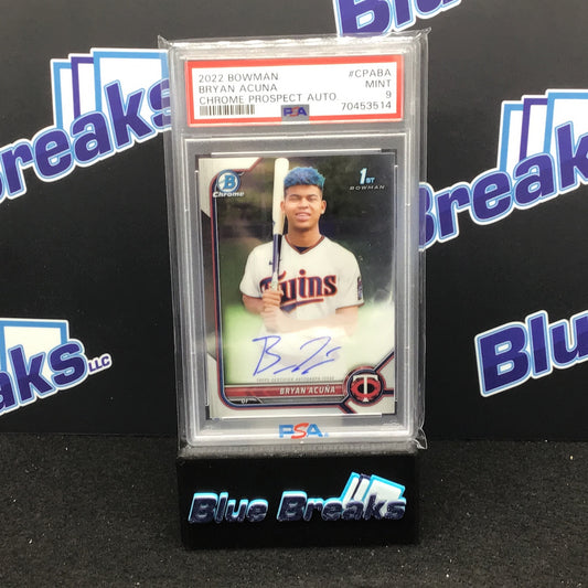 2022 Bowman Chrome Prospect Auto Bryan Acuna #CPABA PSA 9 Twins