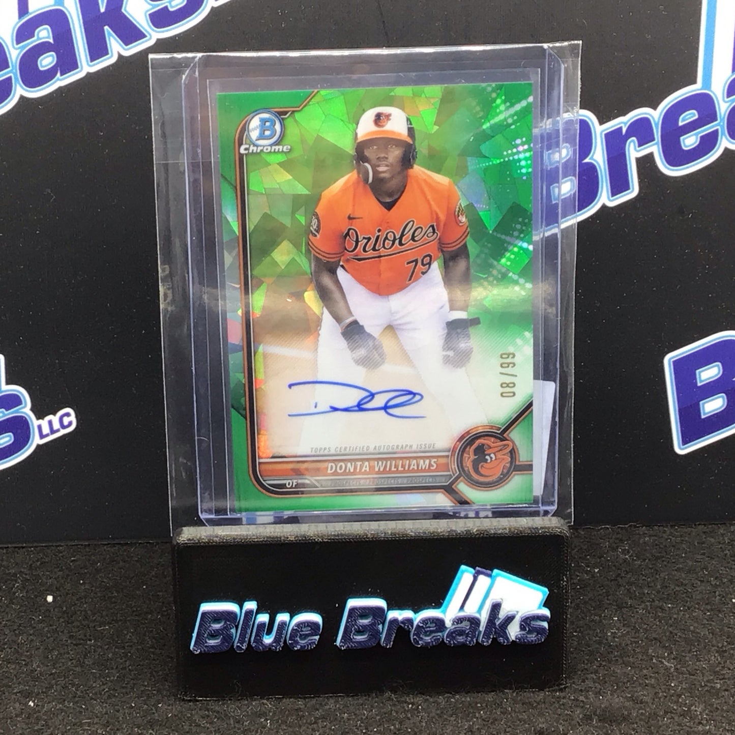 2022 Bowman Chrome Green Cracked Ice Refractor Autograph Donta Williams 08/99 #CPA-DW - Baltimore Orioles