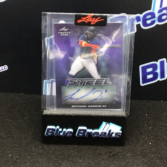 2022 Leaf Trinity purple Steel Michael Harris II auto 4/7 #TS-MH1 Braves