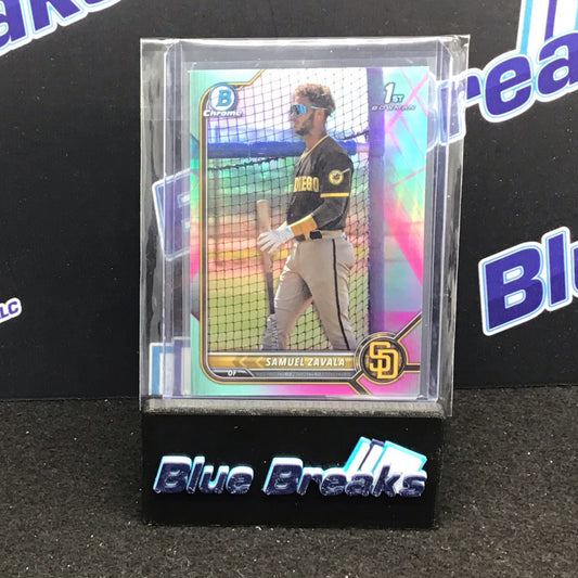 2022 Bowman Chrome Prospects 1st Bowman Aqua Pink Vapor Refractor Samuel Zavala 90/125 #BCP-203 - San Diego Padres